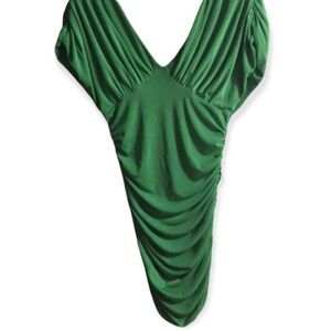 HP. LE CHATEAU Small Y2K Ruched Kelly Green Mini Formal Dress